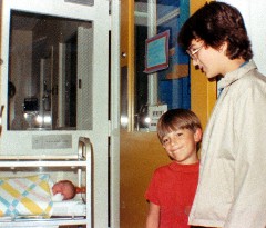 Katherine (Kat) McDougal Wheeler McCandless; Andy McDougal; baby Ben Dorrough; hospital